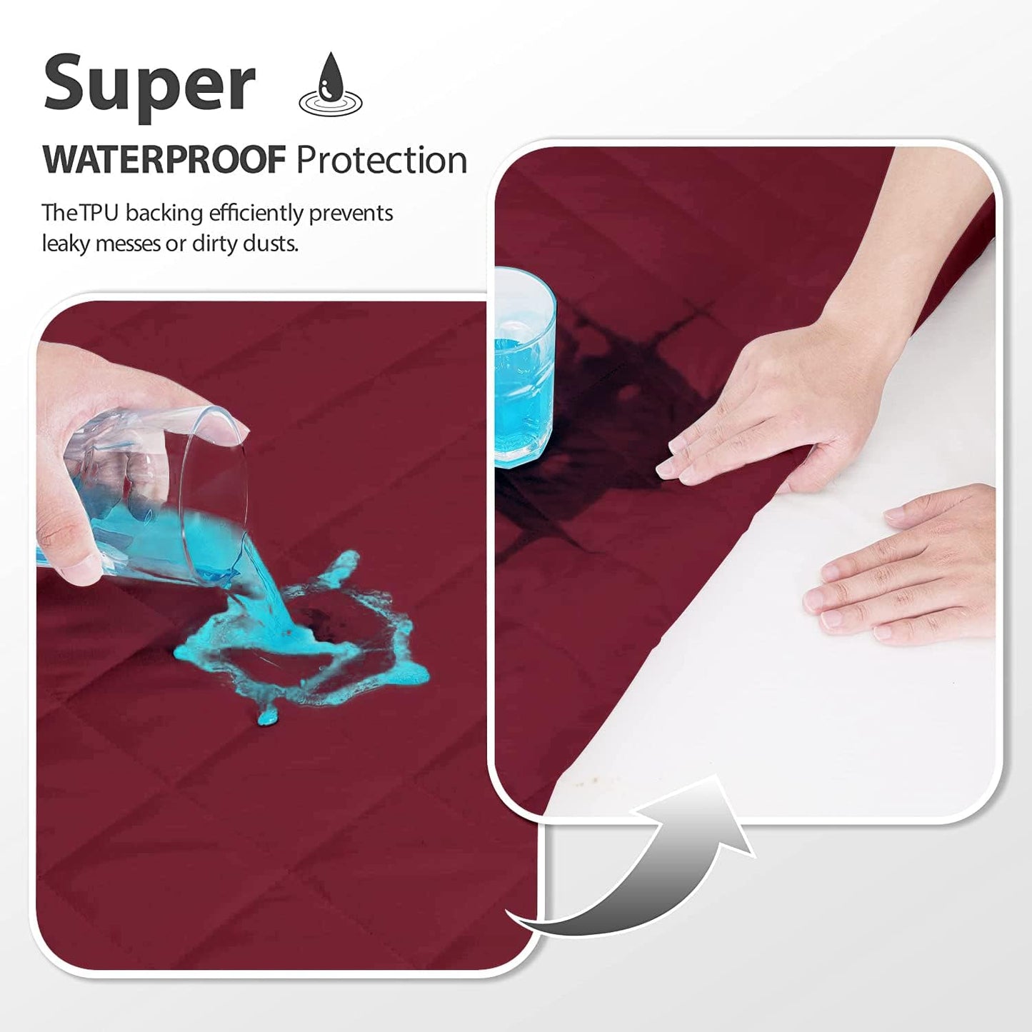 Cotton Quilted Waterproof Mattress Cover - Fitted with Fine Elastic Grip for Secure Fit - For Comfy Sleep | Export Quality