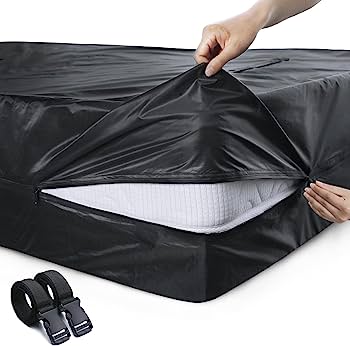 Zipper Waterproof Mattress Protector 6-Sided Protection Mattress Cover King Size Double Bed Black Coat Parachute Stuff