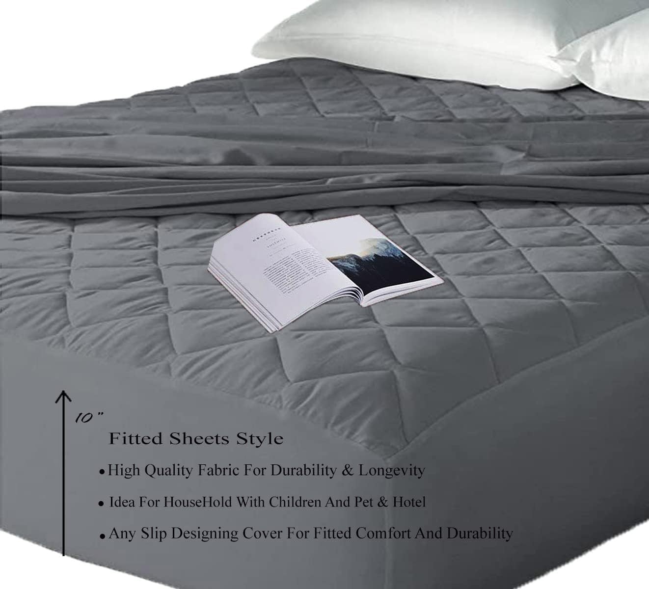 Cotton Quilted Waterproof Mattress Cover - Fitted with Fine Elastic Grip for Secure Fit - For Comfy Sleep | Export Quality