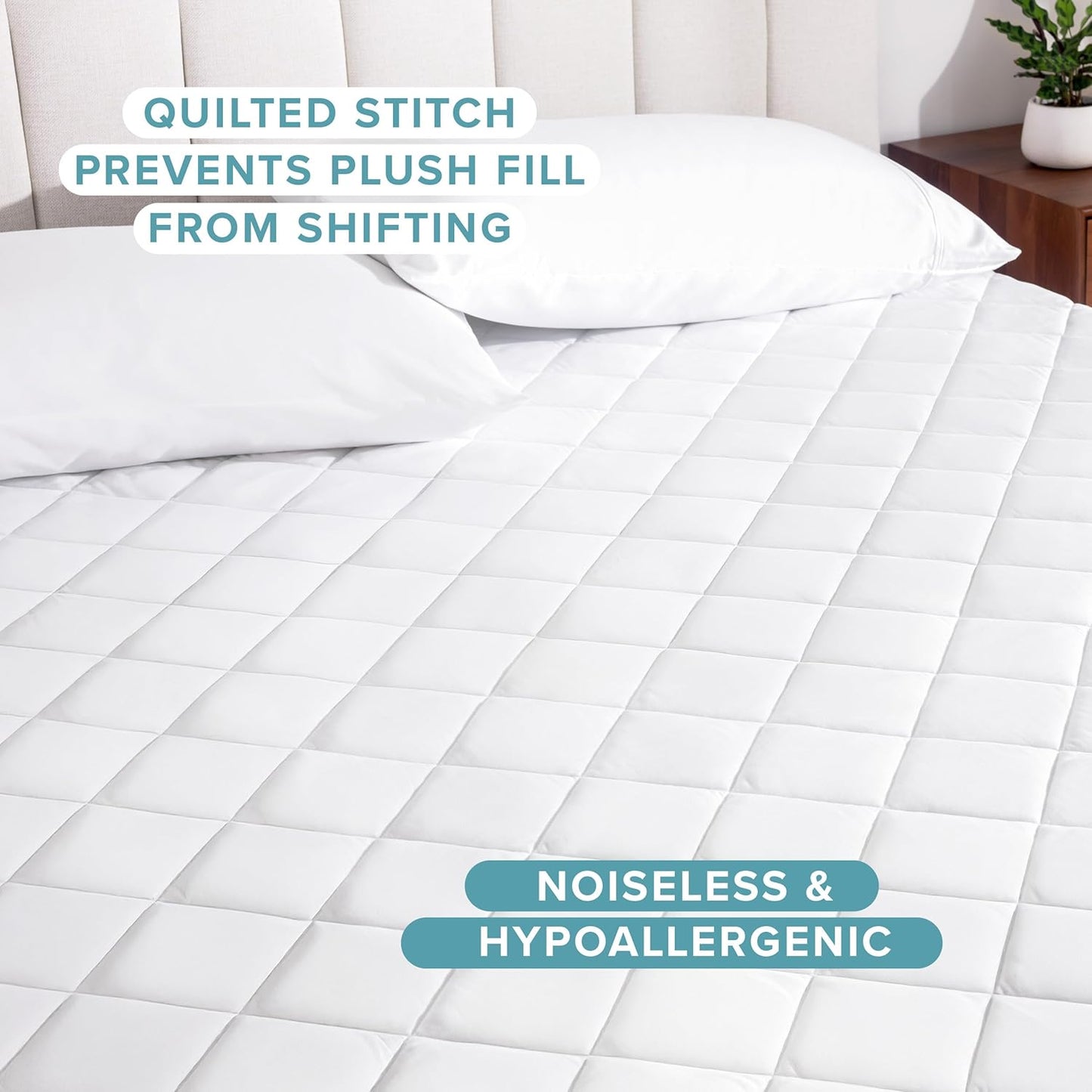 Cotton Quilted Waterproof Mattress Cover - Fitted with Fine Elastic Grip for Secure Fit - For Comfy Sleep | Export Quality