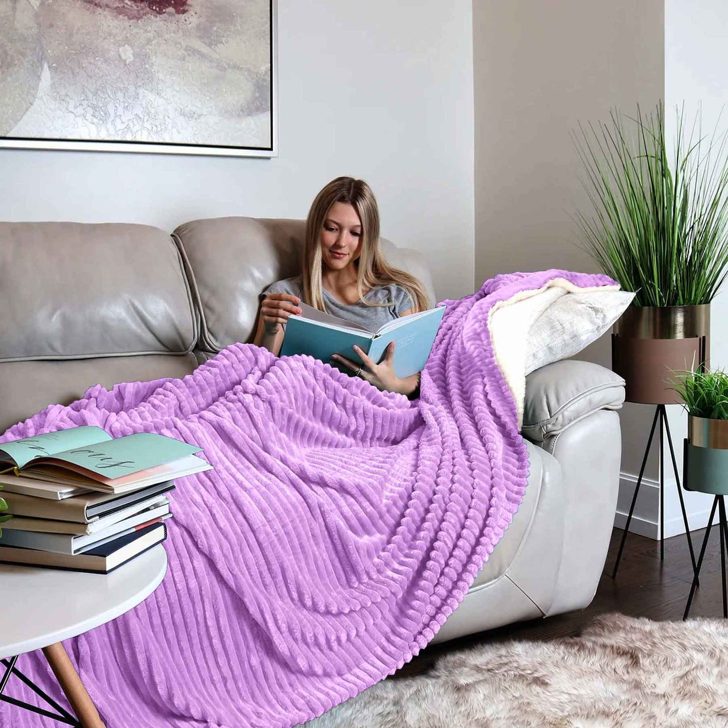All Seasons Lines Embossed Sherpa Blanket